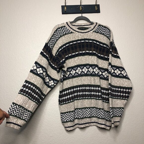 Hill & Archer Vintage Grandpa Sweater Men's S 100% Cotton Knit Holiday Oversized - Picture 5 of 12